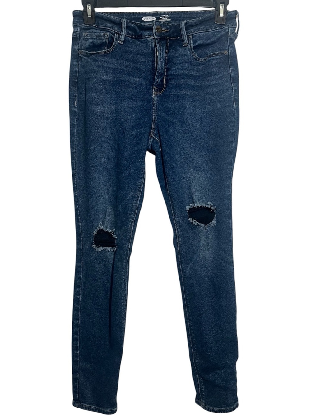 Old Navy Women's Skinny Ripped Jeans in Dark Blue